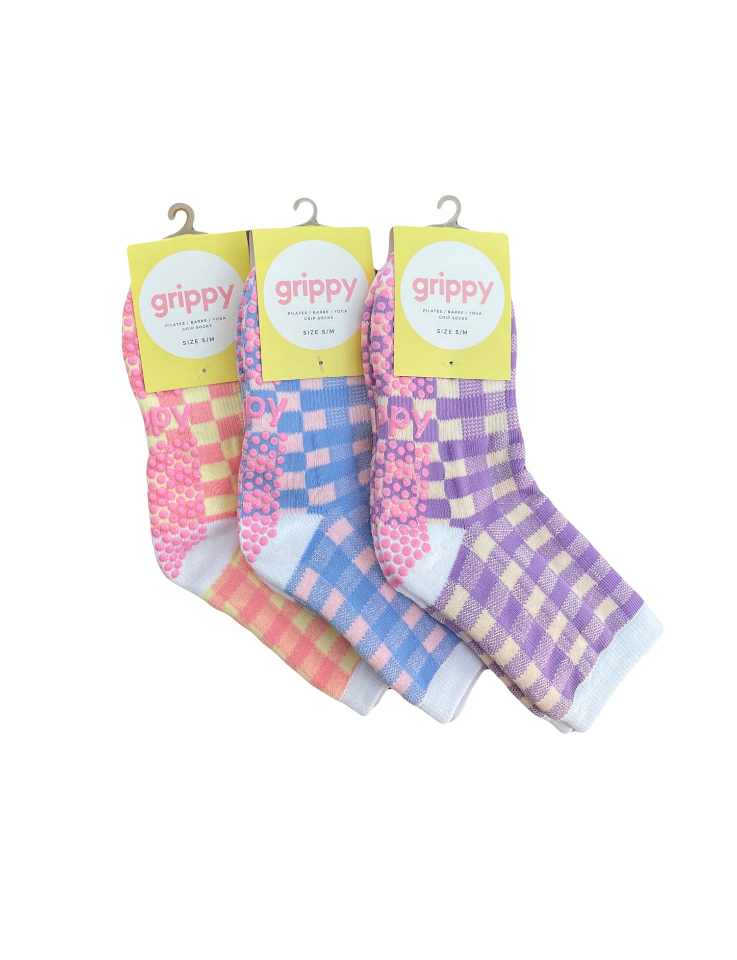 Rainbow Gingham Grippy Socks